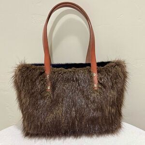 Handmade Genuine Beaver Fur Natural Color Tote Bag/Shoulder bag/Crossbody